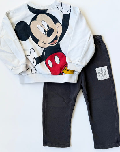 Zara x Disney Mickey Mouse White & Grey Sweater & Pants Set (2-3 Years)