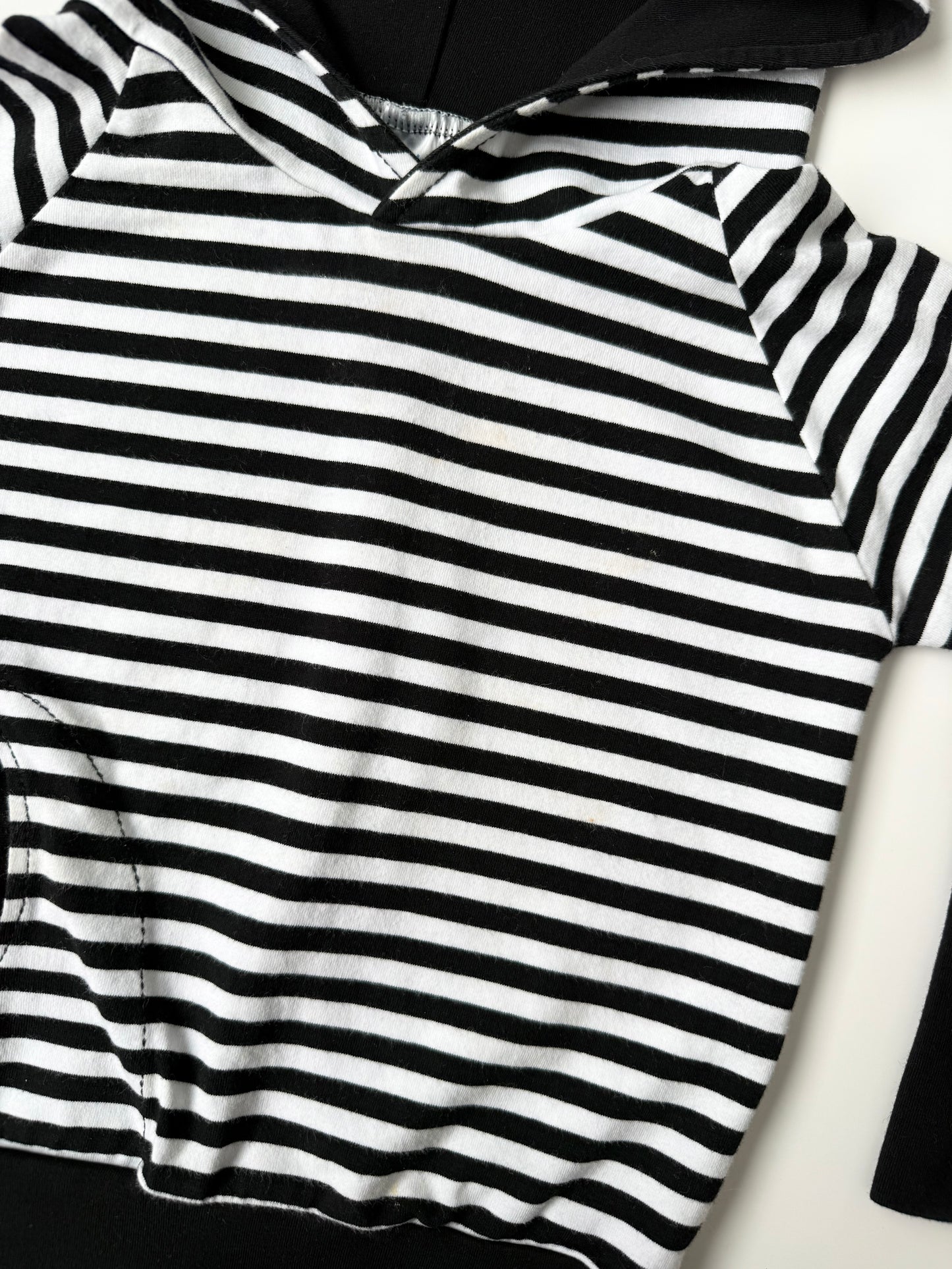 Oliver Grey Creations Black & White Striped Grow With Me Hoodie (9 Months - 3T)