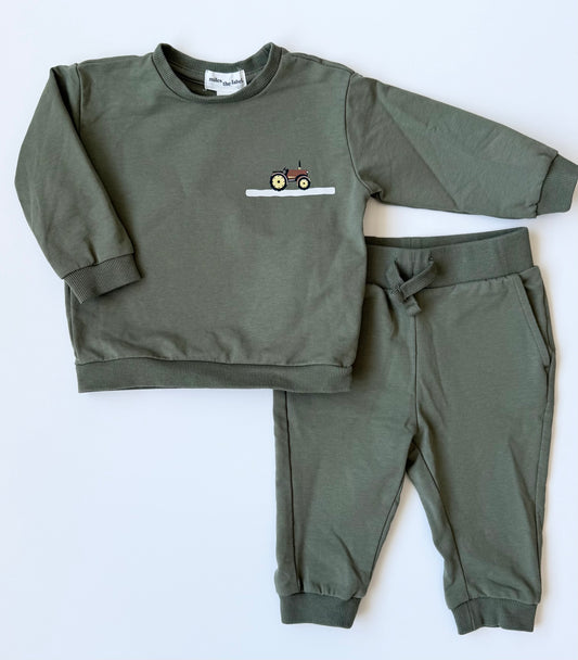 Miles the Label Green Tractor Sweater & Pants Set (6 Months)