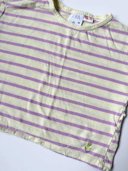 Zara Yellow & Purple Striped T-Shirt (3 Years)