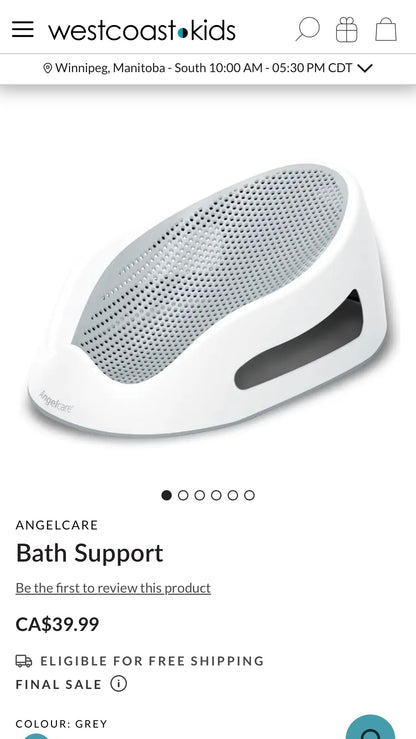Angel Care Bath Support - Grey