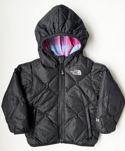 The North Face Moondoggy Black & Pastel Plaid Puffer Reversible Jacket (2T)
