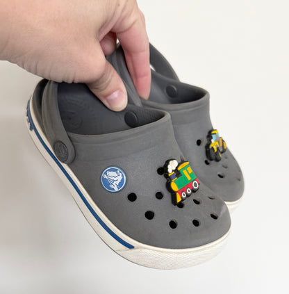 Crocs Grey Crocband Clog Slip Ons & Fun Jibbitz (8/9)