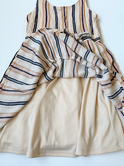 Zunie Navy & Peach Tank Flowy Dress (7-8 Years)