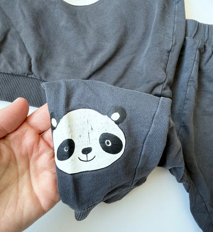 H&M Grey Panda Sweater & Pants Set (12-18 Months)