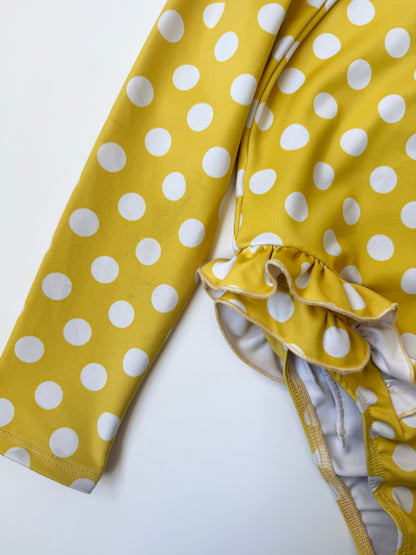 Imagine Perry Yellow Polkadot Long Sleeve One Piece Swimsuit (5/6 Years)