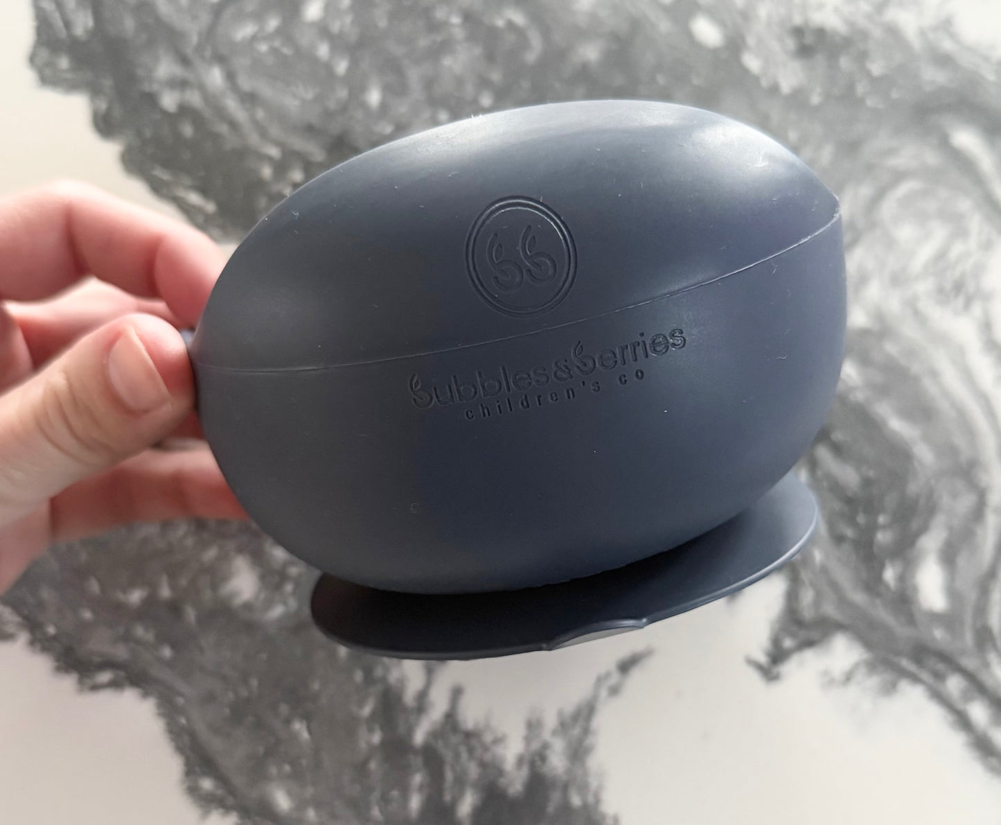 Bubbles & Berries Silicon Suction Bowl in Midnight Blue