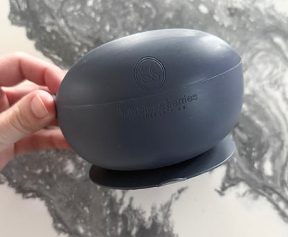 Bubbles & Berries Silicon Suction Bowl in Midnight Blue