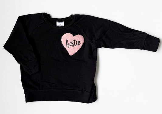 Posh & Cozy Black “Bestie” Pullover (6-12 Months)