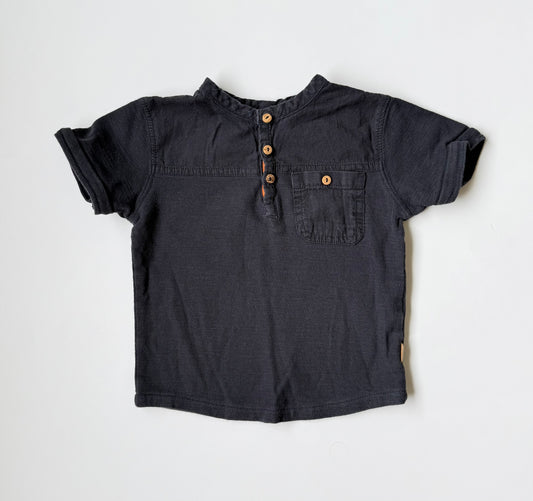 Zara Black Three Button Front T-Shirt (12-18 Months)