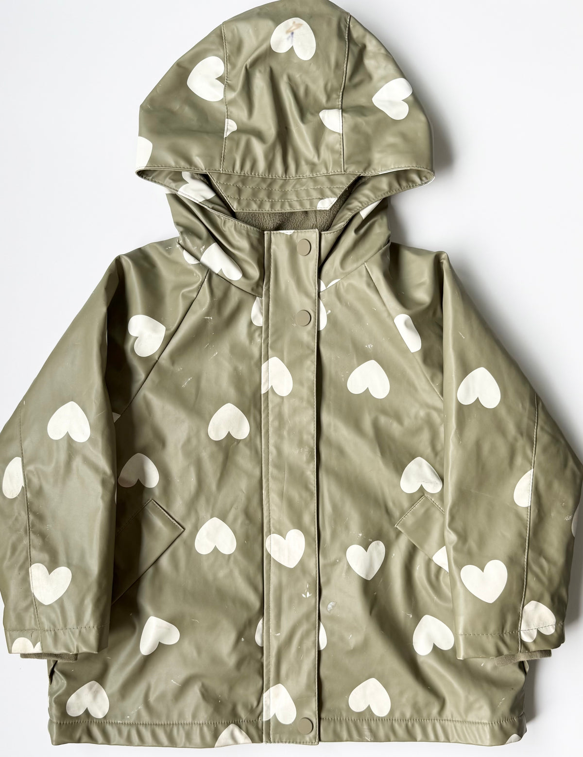 Zara Green Hearts Fleece Lined Rain Jacket (3-4 Years)