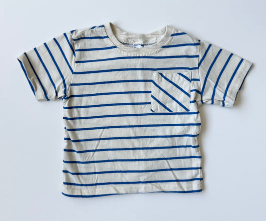 Zara Blue & White Stripes Pocket T-Shirt (9-12 Months)