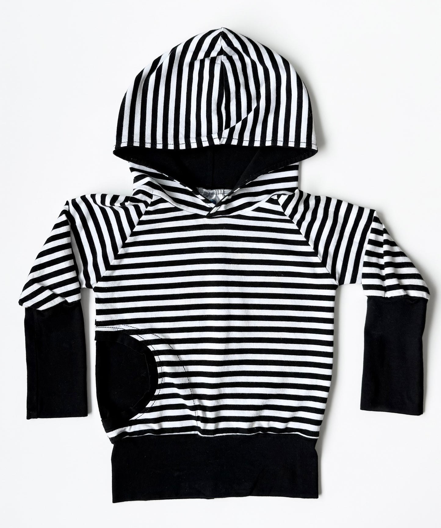 Oliver Grey Creations Black & White Striped Grow With Me Hoodie (9 Months - 3T)