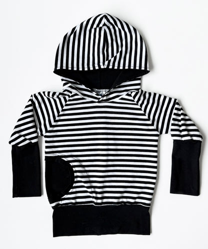 Oliver Grey Creations Black & White Striped Grow With Me Hoodie (9 Months - 3T)