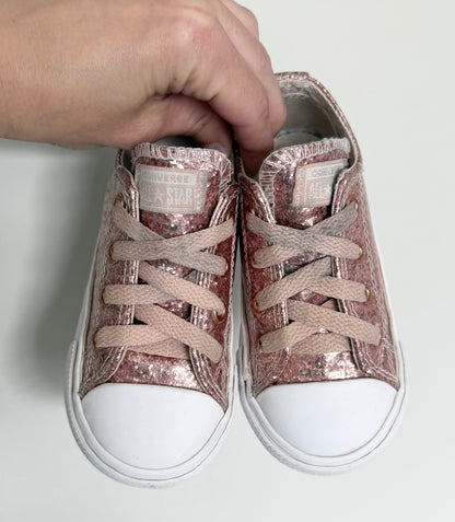 Converse Glittery Rose Gold Sparkle Lace Up Sneakers (7)
