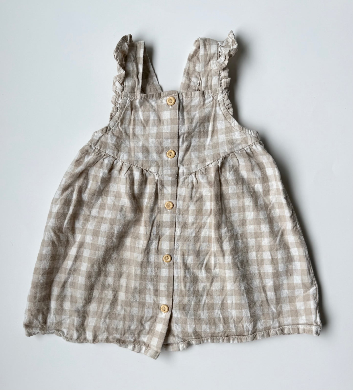 H&M Beige & White Checkered Tank Dress (9-12 Months)