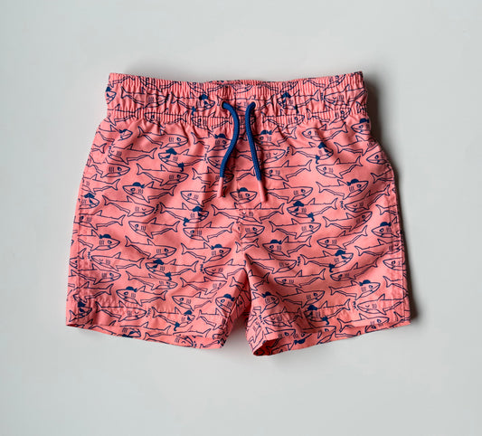 Cat & Jack Hot Pink & Blue Sharks Swim Trunks (2T)