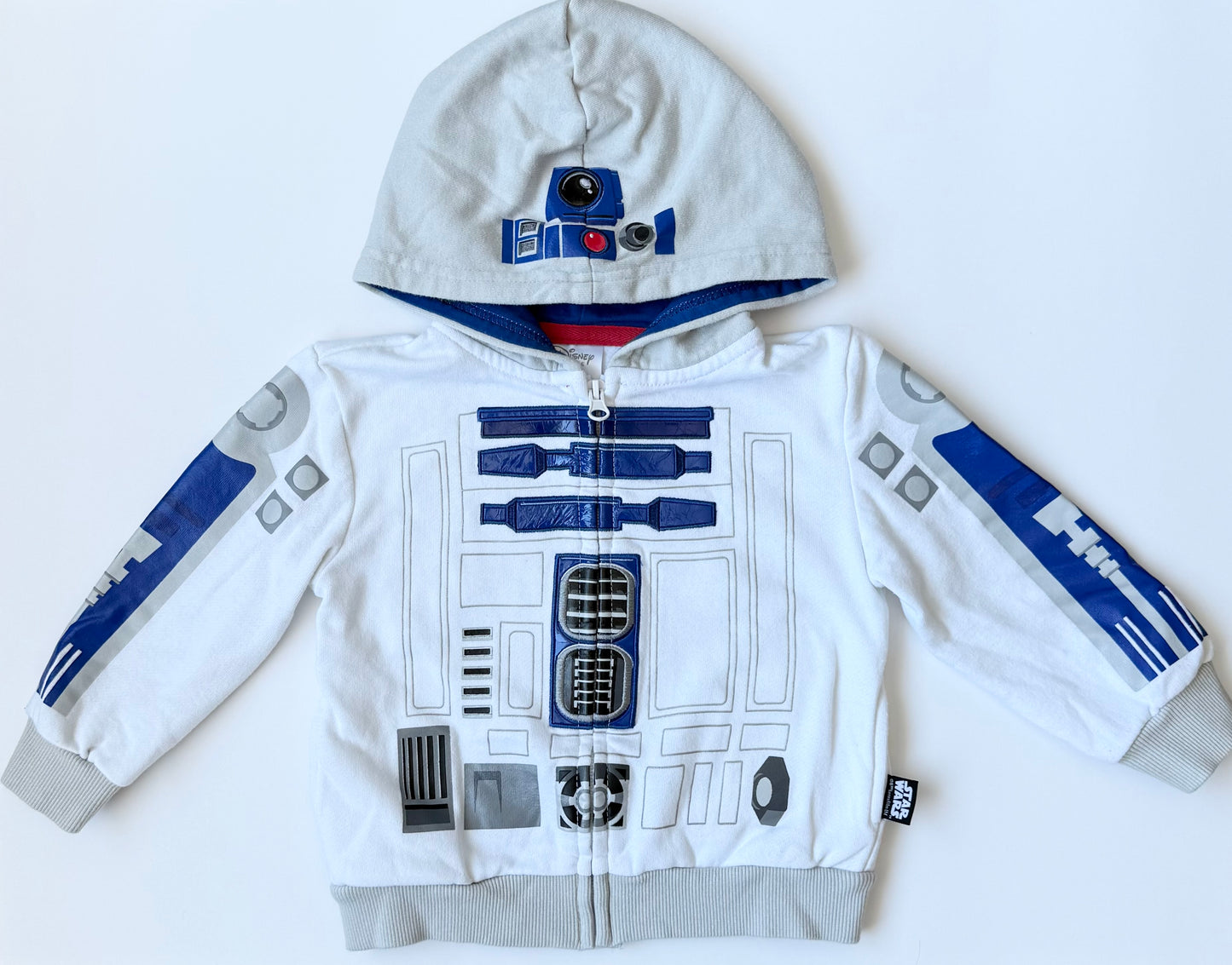 The Disney Store White & Blue R2D2 Zip Up Hoodie (2T)