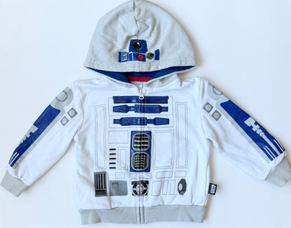 The Disney Store White & Blue R2D2 Zip Up Hoodie (2T)