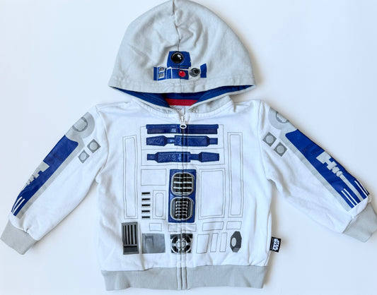 The Disney Store White & Blue R2D2 Zip Up Hoodie (2T)