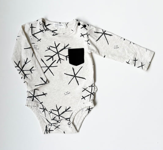 Miles Baby Black & White Snowflakes Bodysuit (6 Months)