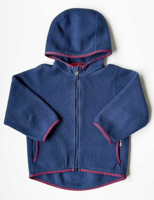 MEC Blue & Red Trim Hooded Fleece Zip Up (3T)