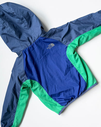 The North Face Blue & Green Striped Fleece Reversible Jacket (3T)