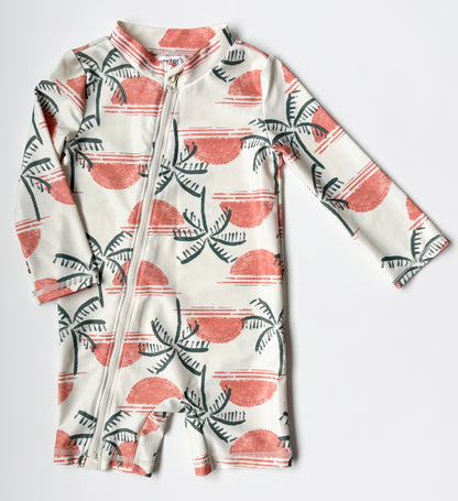 Carters Desert Sun & Trees Long Sleeve & Shorts Rashguard One Piece Swimsuit (18 Months)