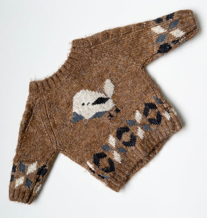 Souris Mini Brown Knit Birdie Sweater (3-6 Months)