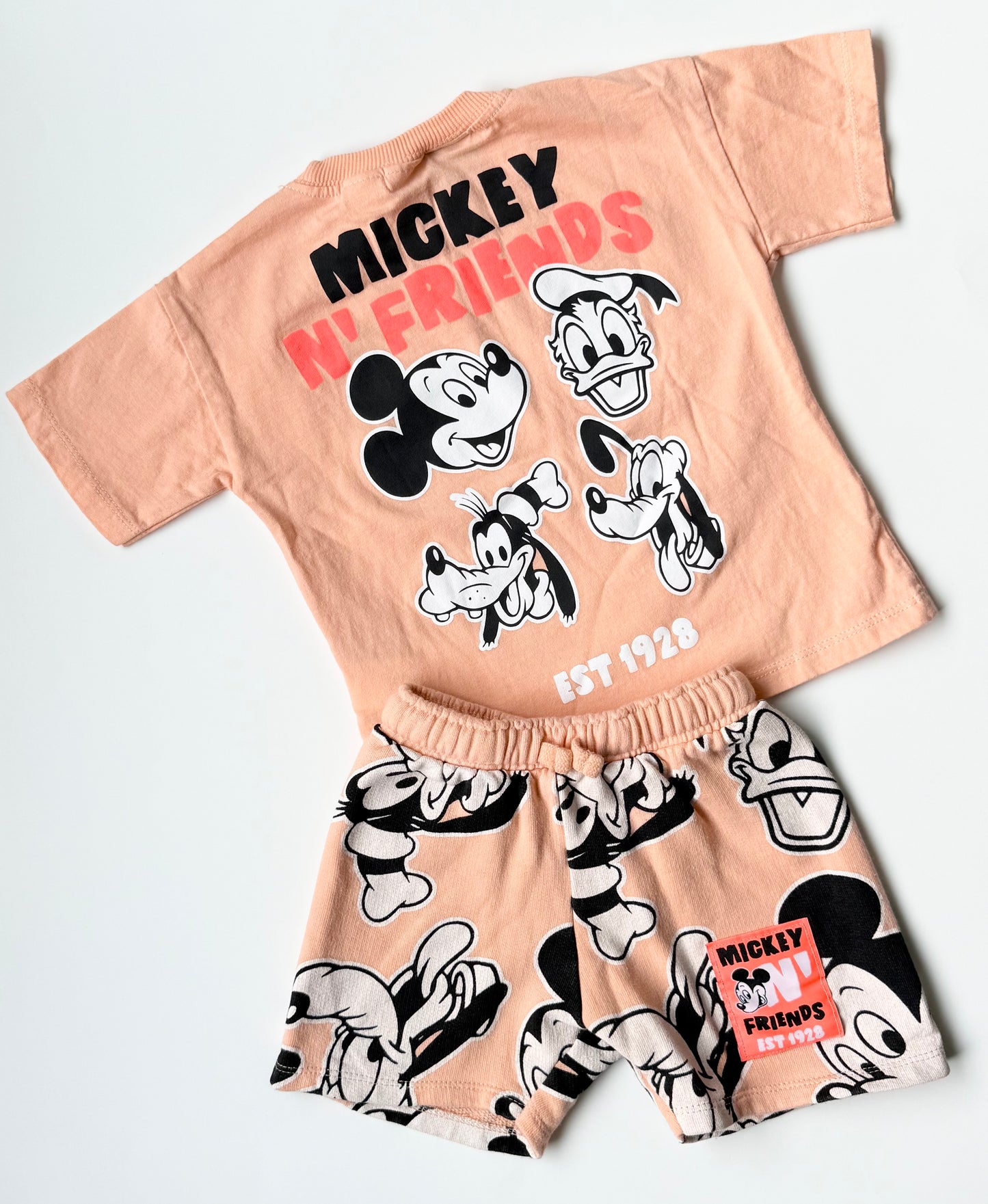 Zara x Disney Peach Mickey & Friends T-Shirt & Matching Shorts (2 Years)