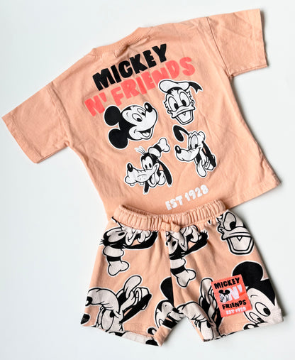 Zara x Disney Peach Mickey & Friends T-Shirt & Matching Shorts (2 Years)