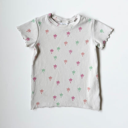 Zara Off White Ribbed Colorful Palm Trees T-Shirt (2-3 Years)