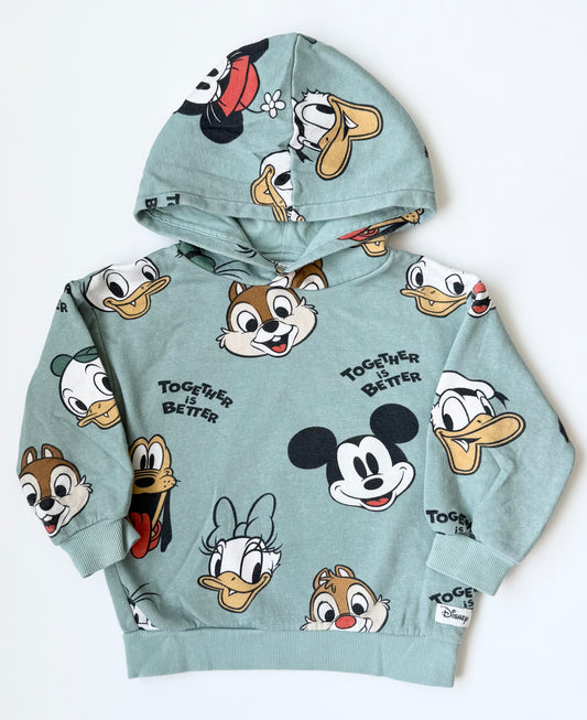 H&M x Disney Green “Together Is Better” Character AOP Hoodie (2-4 Years)