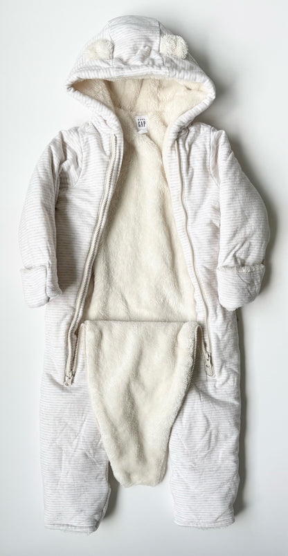 Baby Gap White & Tan Striped Bunting Suit (12-18 Months)