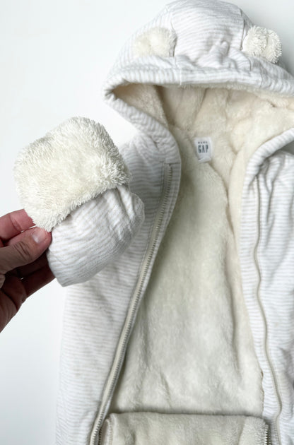 Baby Gap White & Tan Striped Bunting Suit (12-18 Months)