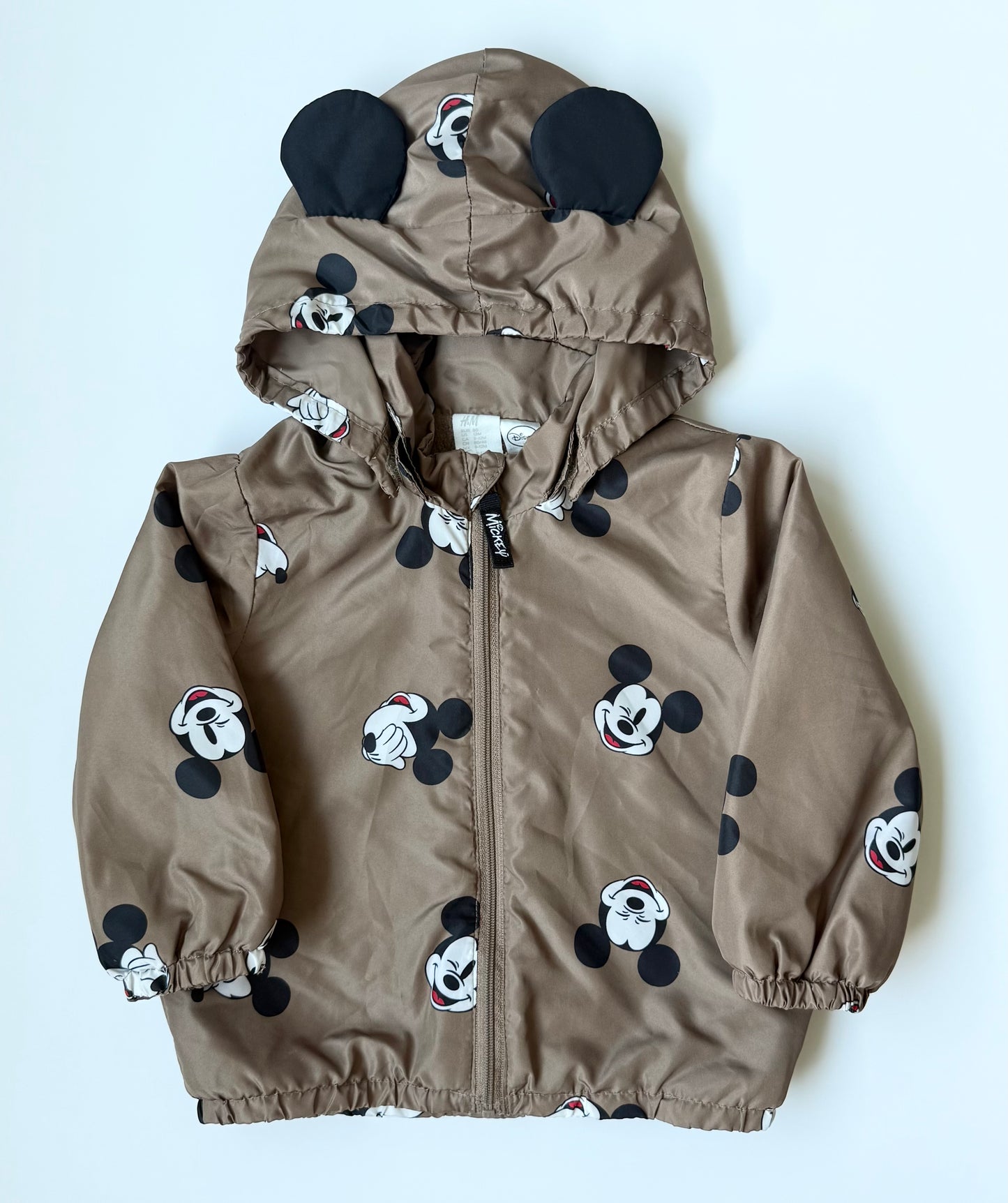 H&M x Disney Light Brown Mickey Fleece Lined Wind Breaker (9-12 Months)