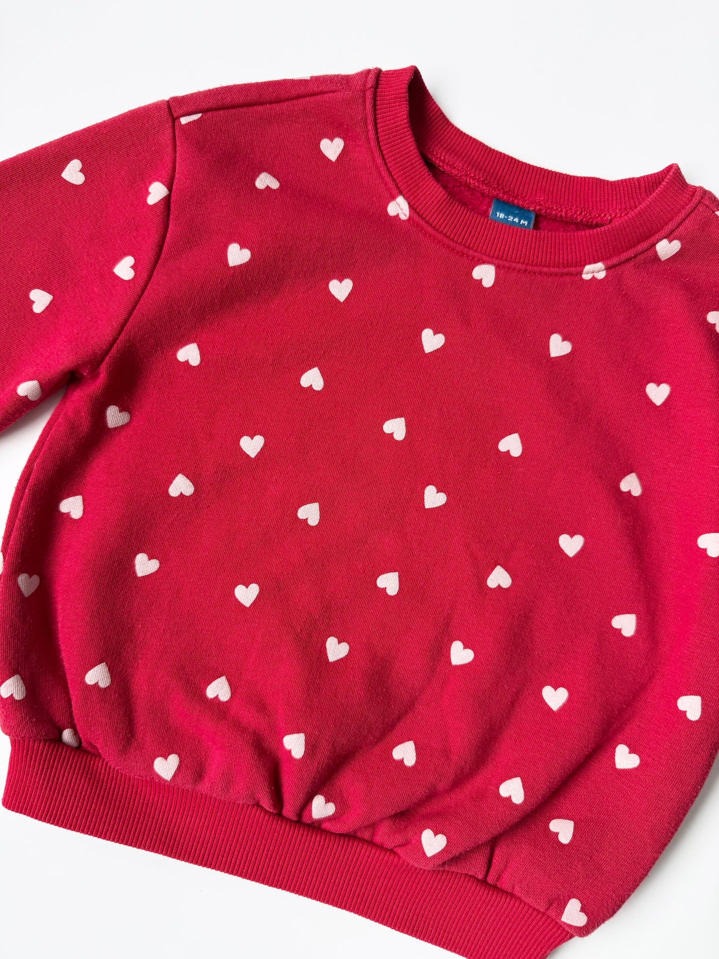 Old Navy Red Hearts Crewneck Sweater (18-24 Months)