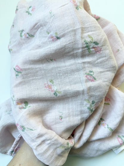 Momcozy Pink Floral Muslin Bamboo Swaddle Blanket