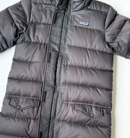 Patagonia Down For Fun Black Puffer Long Winter Coat (7-8 Years - Small)