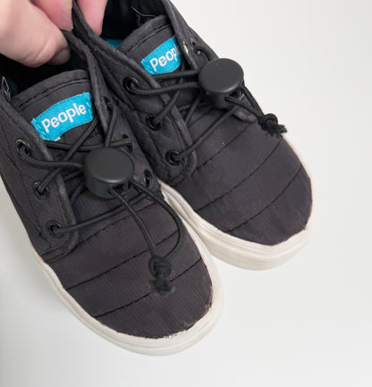 People Black Quilt Drawstring Stretch Lace Sneakers (7)