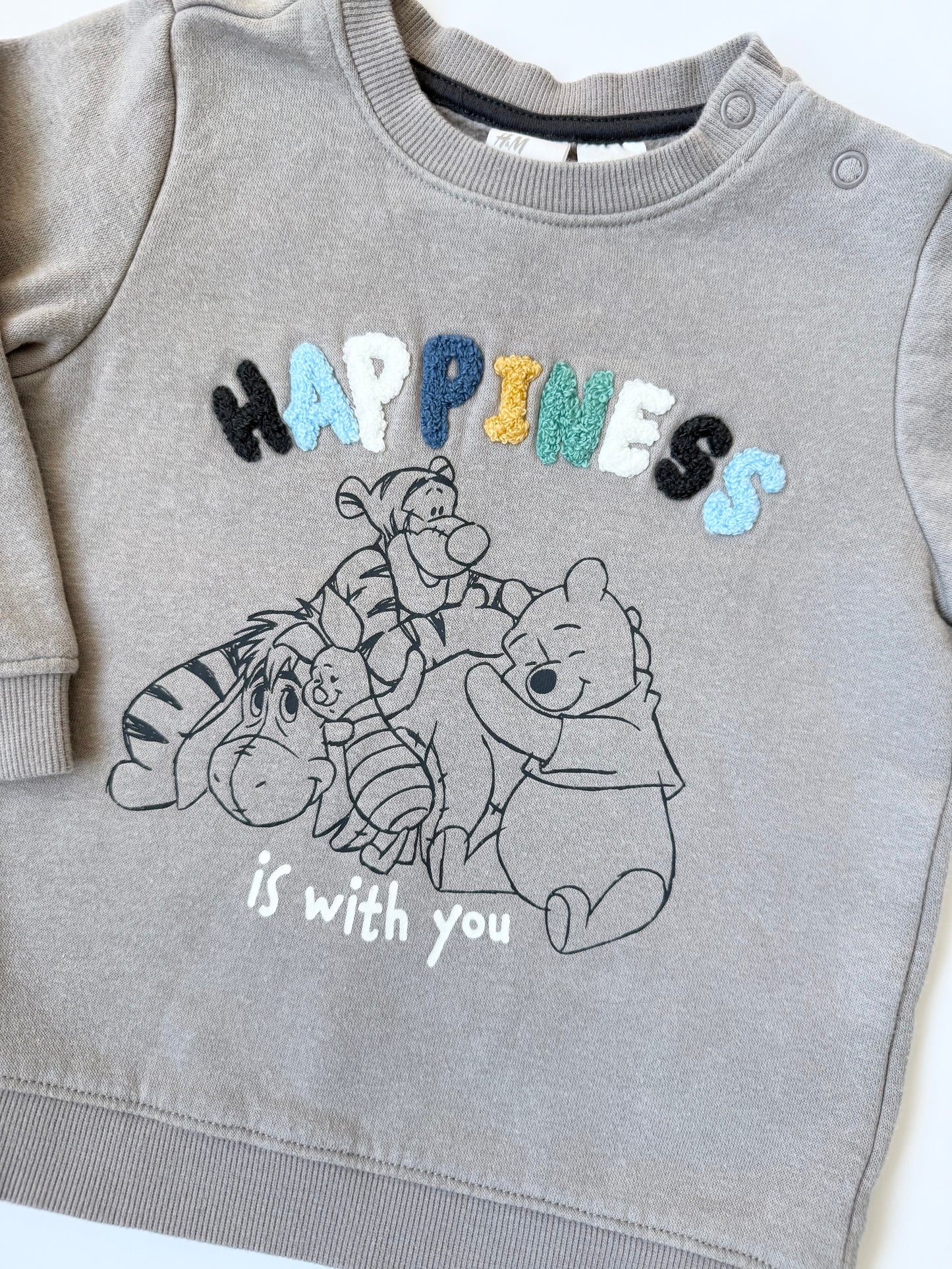 H&M x Disney Light Grey Winnie the Pooh “Happiness” Sweater (12-18 Months)