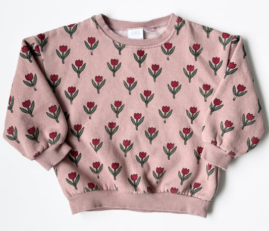 Zara Pink & Red Tulips Sweater (5 Years)