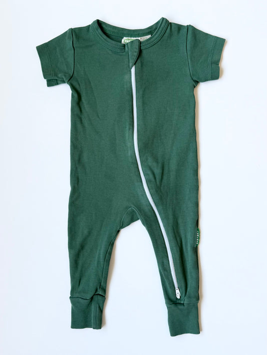 Parade Organics Dark Green Short Sleeve Sleeper Romper (3-6 Months)