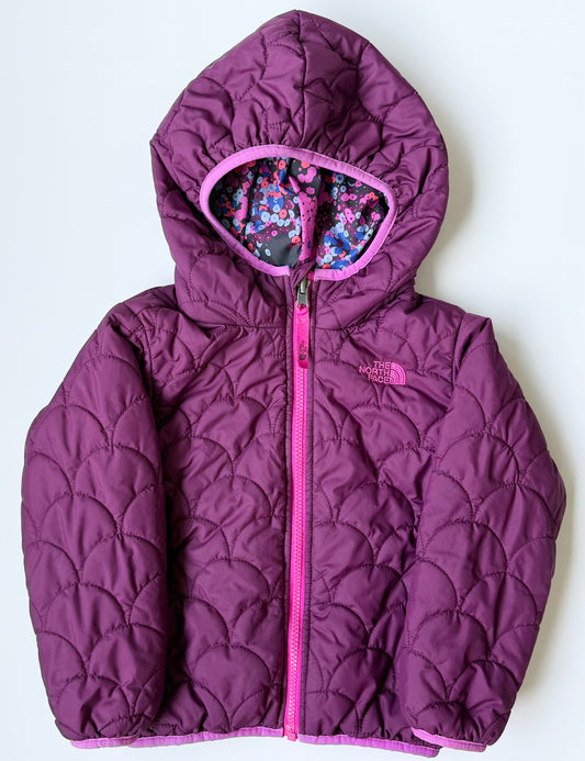 The North Face Perrito Purple Quilted & Floral Reversible Jacket (4T)