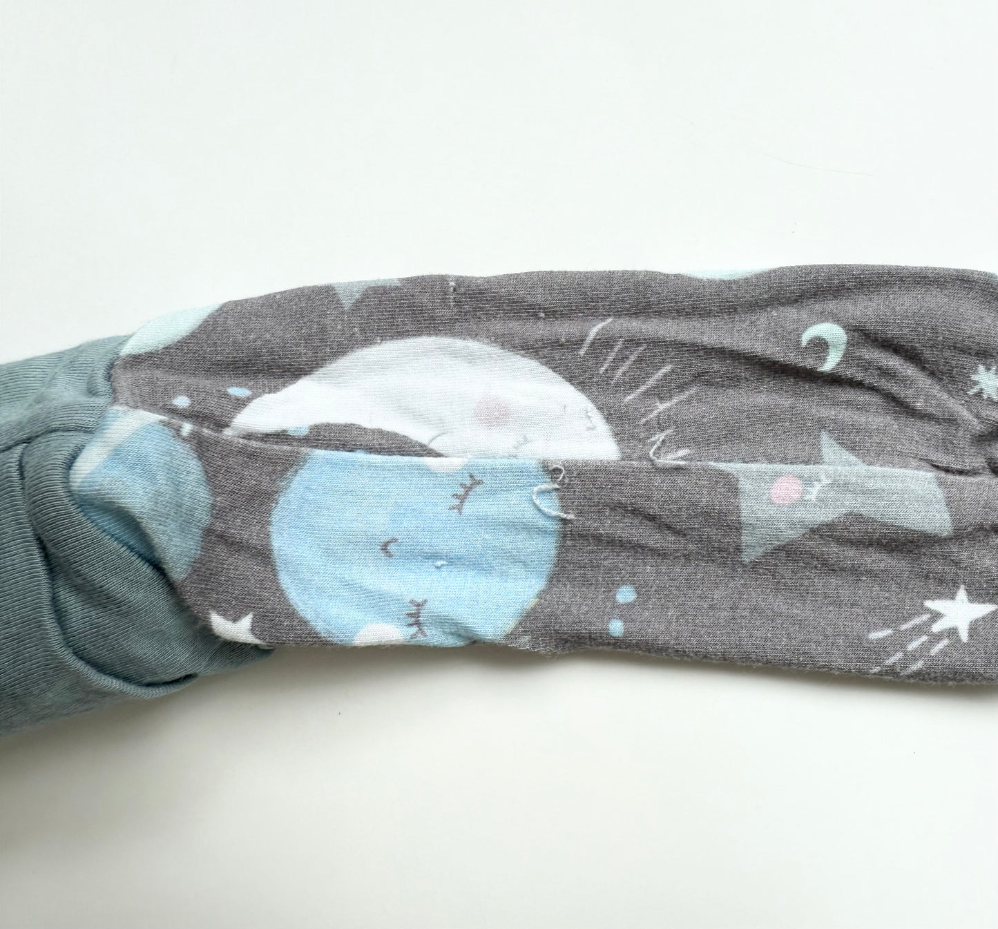 Little Sleepies To The Moon & Back Sleeper Romper in Grey/Blue (3-6 Months)
