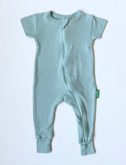 Parade Organics Light Green/Blue Short Sleeve Sleeper Romper (0-3 Months)