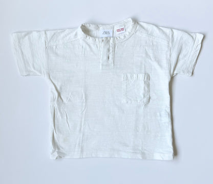 Zara White Textured Three Button Pocket T-Shirt (3-6 Months)