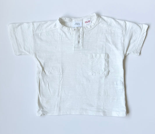 Zara White Textured Three Button Pocket T-Shirt (3-6 Months)