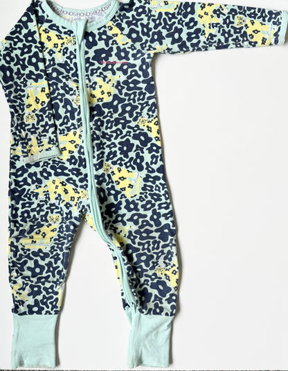 Bonds Wondersuit Blue Cheetahs Sleeper Romper (12-18 Months)