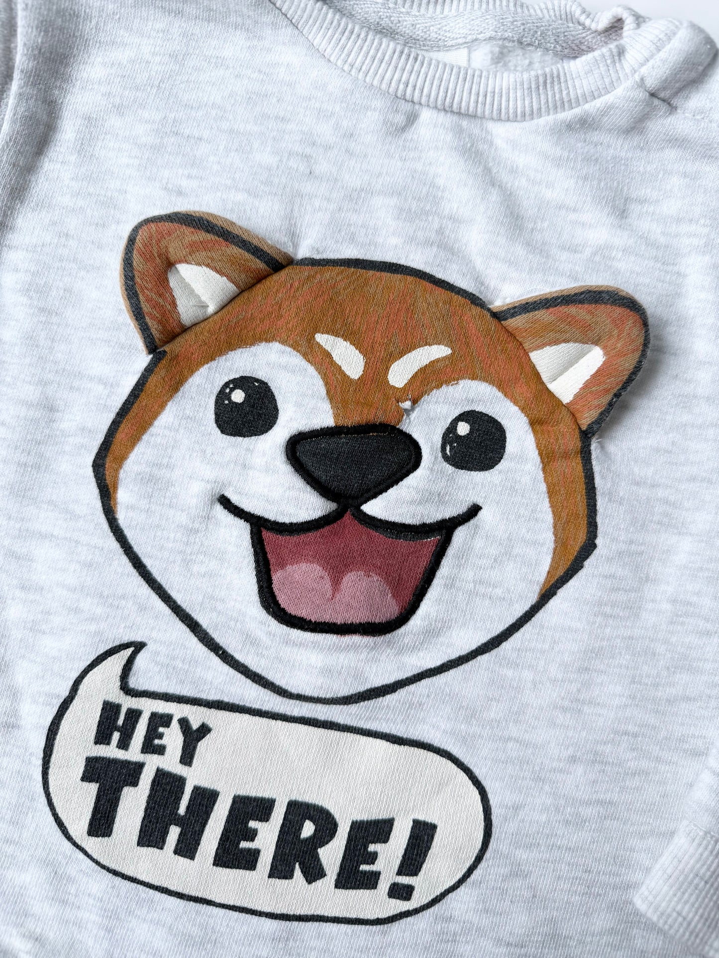 Zara Light Grey “Hey There!” Corgi Sweater (3-4 Years)